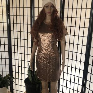 Bronze sequins dress with pockets